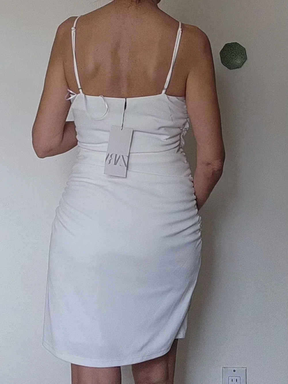 NWT ZARA Classic White Spaghetti-Strap Wrap Dress - Elegant Everyday - Picture 3 of 4